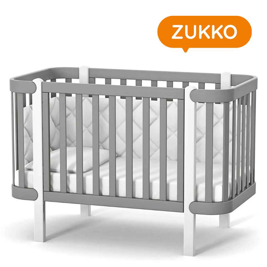 Dětská postýlka Zukko Gekko Kids 120x60. Seda / Bílá